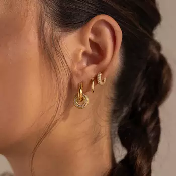 Round Halo Glow Hoop Earrings | 18K Gold Plated Anti-Tarnish Hoops | Elegant Daily Wear 4