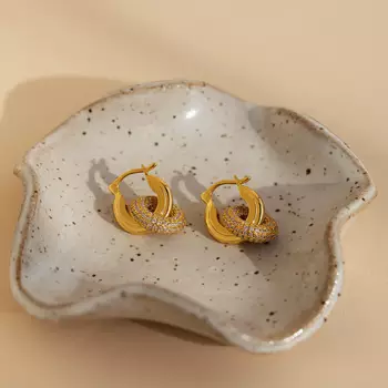 Round Halo Glow Hoop Earrings | 18K Gold Plated Anti-Tarnish Hoops | Elegant Daily Wear 5