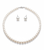 Classic freshwater pearl necklace & stud set( real pearl and 925 silver)