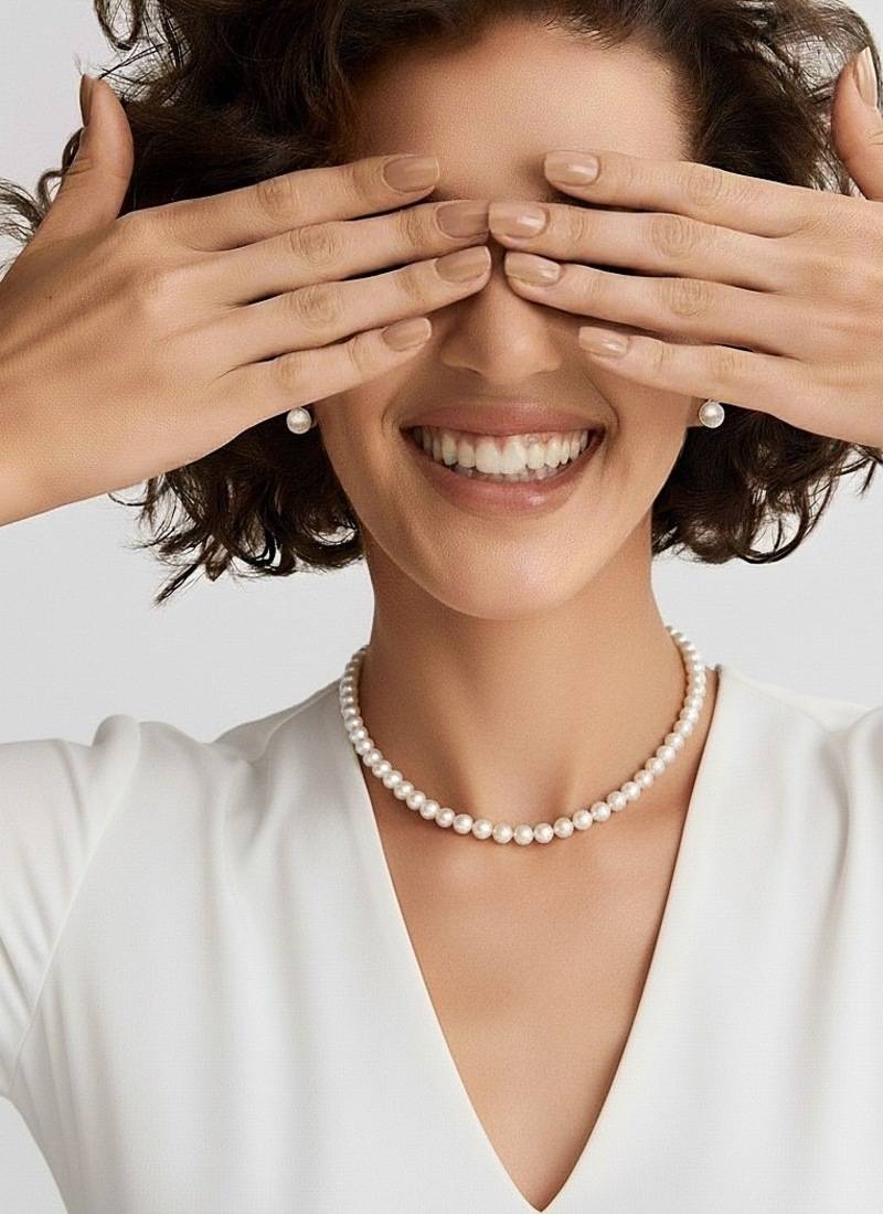 Classic freshwater pearl necklace & stud set( real pearl and 925 silver)