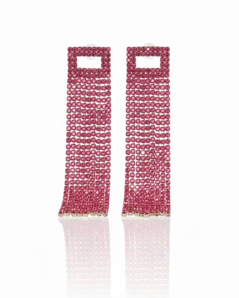 Pink rhinestone cocktail danglers