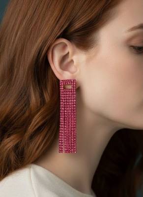 Pink rhinestone cocktail danglers 4