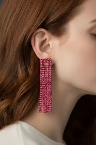 Pink rhinestone cocktail danglers