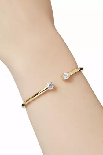 Gold Twinkle Twin Solitaire Cuff Bracelet | 18k Gold Plated Anti-Tarnish Resizable Bracelet