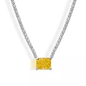 18K Gold plated Tennis Chain Rectangle Necklace with Yellow Stones | Bling Babe Gold Plated Necklace 1