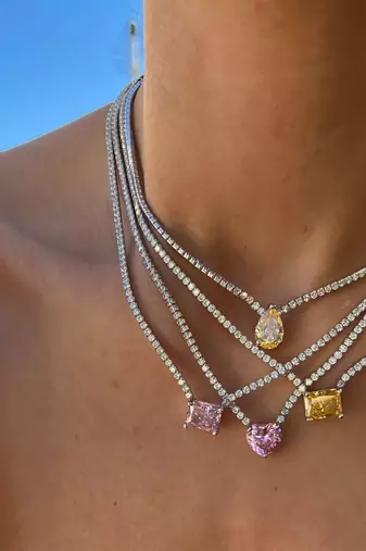 Bling babe tennis chain: yellow rectangle