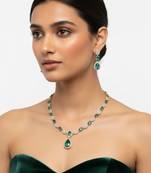 Emerald halo link necklace set
