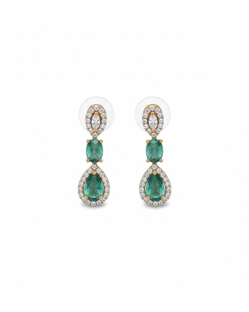 Emerald halo link necklace set