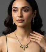 Emerald teardrop cz necklace set(necklace & earrings)