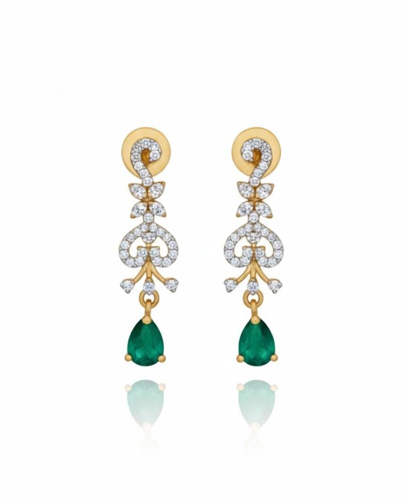 Emerald teardrop cz necklace set(necklace & earrings)