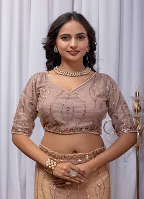 Chiku Color Sequins And Embroidery with Beads Work Butterfly Net 5
