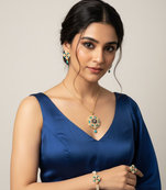 Azure mosaic pearl set (pendant, earrings, bracelet, adjustable ring)