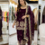 Maroon embroidery  fandy silk full stitched farshi salwar