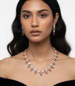 Ruby teardrop pave necklace set(necklace & earrings)