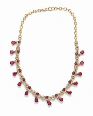 Ruby teardrop pave necklace set(necklace & earrings) 5