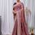 Onion Pink Color Zari Embroidery Hotflix Diamond Work Vichitra Silk Saree