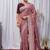 Onion Pink Color Zari Embroidery Hotflix Diamond Work Vichitra Silk Saree