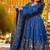 Teal embroidery crep fully stitched anarkali suit set