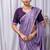 Lavender Color Zari Embroidery Hotflix Diamond Work Vichitra Silk Saree