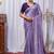 Lavender Color Zari Embroidery Hotflix Diamond Work Vichitra Silk Saree