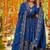 Teal embroidery crep fully stitched anarkali suit set