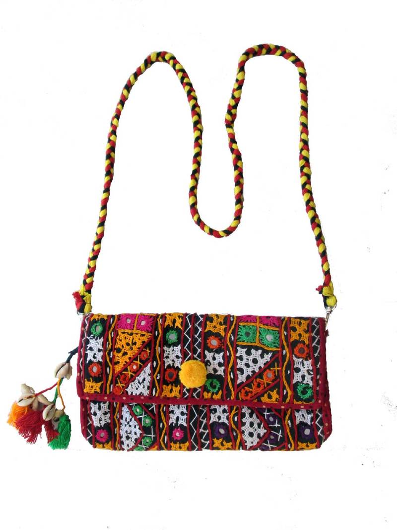 Multi color Kuchi Work Purse greenleaf 721050