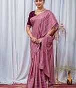 Pink Color Zari Embroidery Hotflix Diamond Work Vichitra Silk Saree