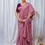 Pink Color Zari Embroidery Hotflix Diamond Work Vichitra Silk Saree