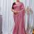 Pink Color Zari Embroidery Hotflix Diamond Work Vichitra Silk Saree