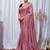 Pink Color Zari Embroidery Hotflix Diamond Work Vichitra Silk Saree