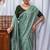 Sea Green Color Zari Embroidery Hotflix Diamond Work Vichitra Silk Saree