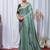 Sea Green Color Zari Embroidery Hotflix Diamond Work Vichitra Silk Saree