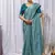 Sky Blue Color Zari Embroidery Hotflix Diamond Work Vichitra Silk Saree