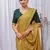 Yellow Color Zari Embroidery Hotflix Diamond Work Vichitra Silk Saree