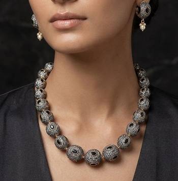 Black beaded jewellery necklace 1