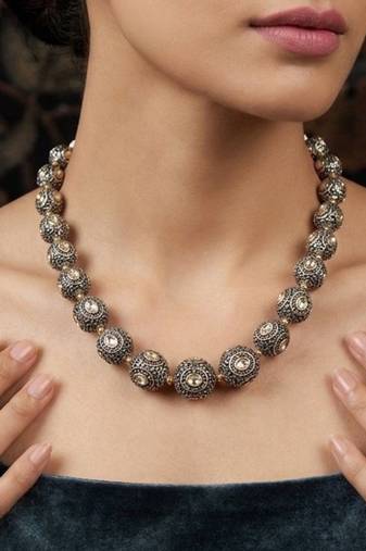 White beaded jewellery necklace