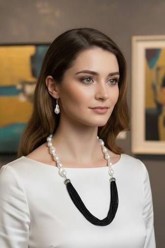 Black beaded jewellery necklace