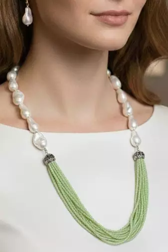 Green beaded jewellery necklace