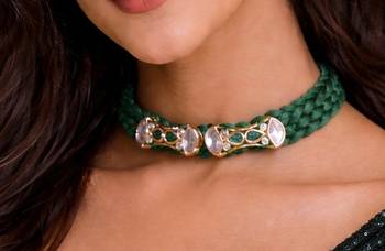 Green beaded jewellery necklace 2