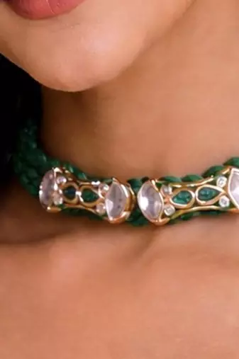 Green beaded jewellery necklace