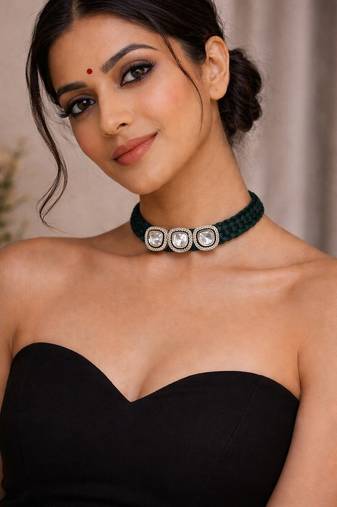 Black beaded jewellery necklace