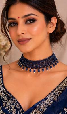 Blue beaded jewellery necklace 1