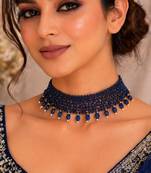 Blue beaded jewellery necklace