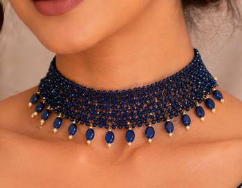 Blue beaded jewellery necklace 2