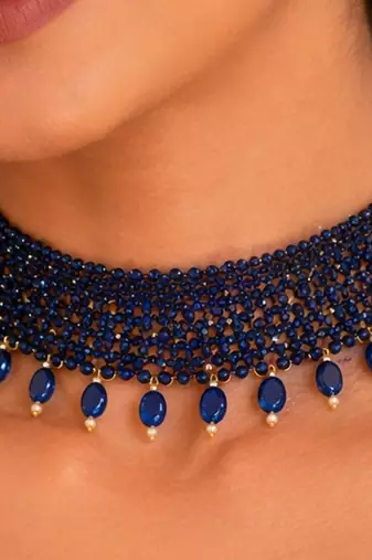 Blue beaded jewellery necklace