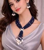 Blue beaded jewellery necklace