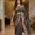 Grey Color Malti Colour Thread Embroidery work  Silk Saree