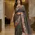 Grey Color Malti Colour Thread Embroidery work  art silk saree