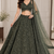 Premium Olive Green Embroidered Chinon Silk Lehenga Choli Dupatta