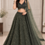 Premium Olive Green Embroidered Chinon Silk Lehenga Choli Dupatta